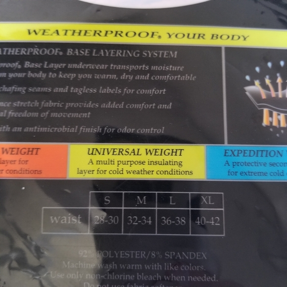 Mens Weatherproof Performance Base Layer Pant Black Size Medium Waist 32-34 - Picture 4 of 5